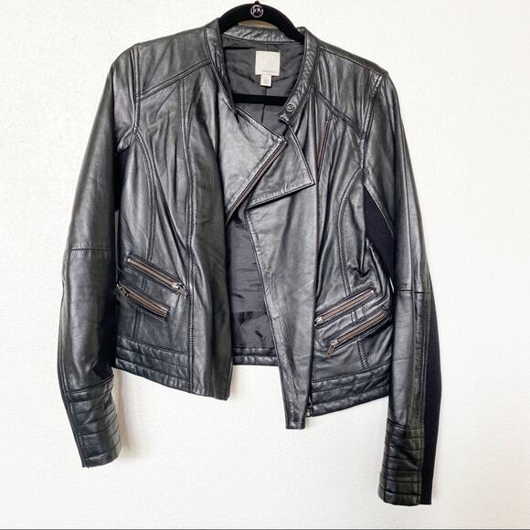Halogen Black Leather Moto Jacket Size Small - Picture 2 of 7